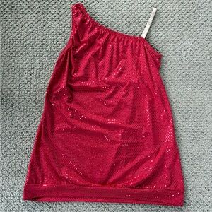 Elegant Red Sequin One-Shoulder Large Top